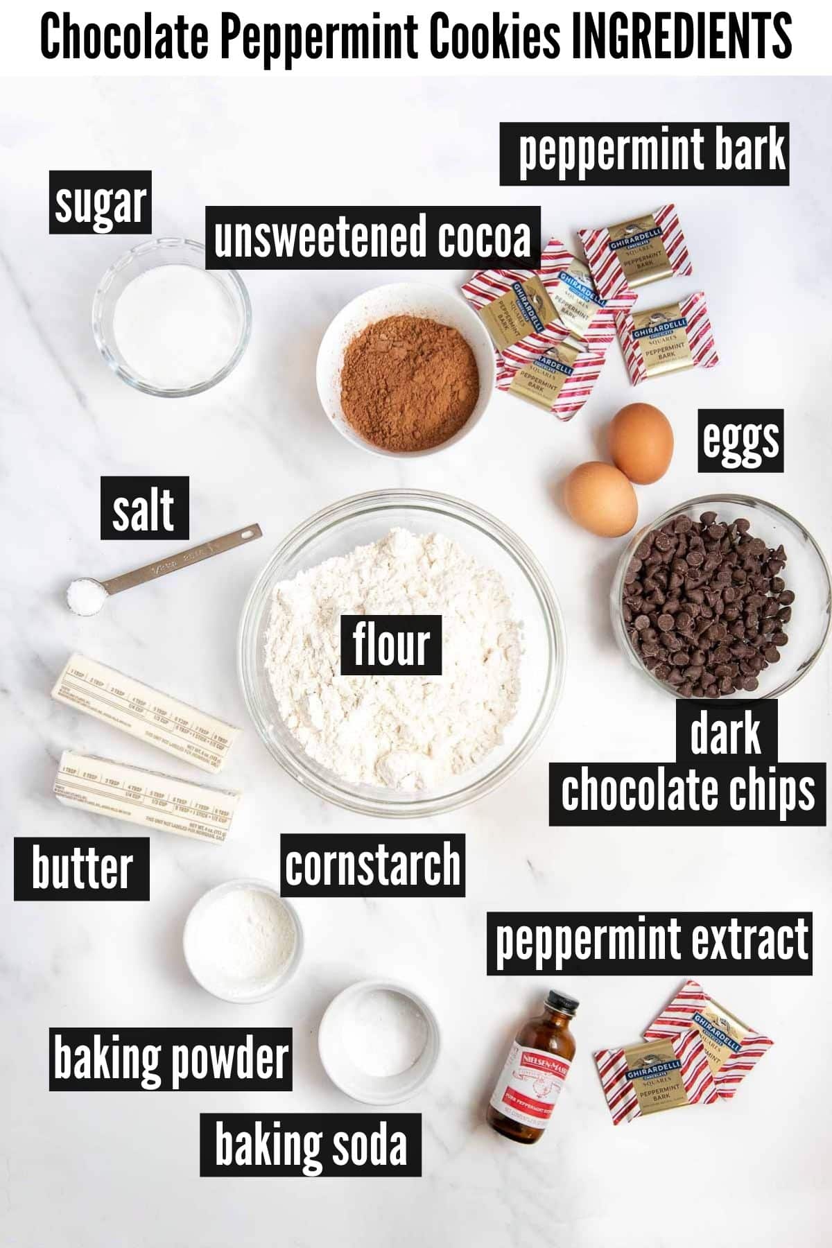 chocolate peppermint cookies labelled ingredients