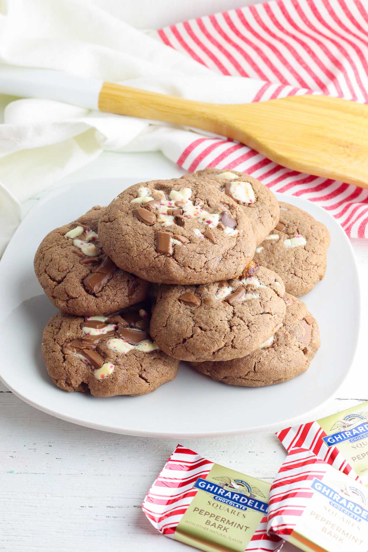 chocolate peppermint cookies on plate