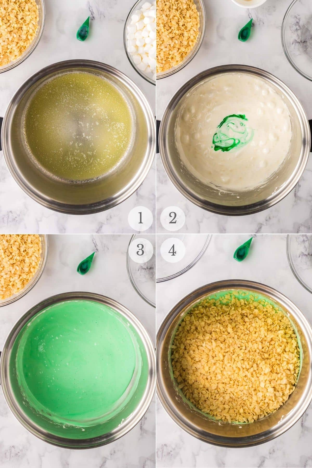 christmas rice krispies treats recipe steps 1-4