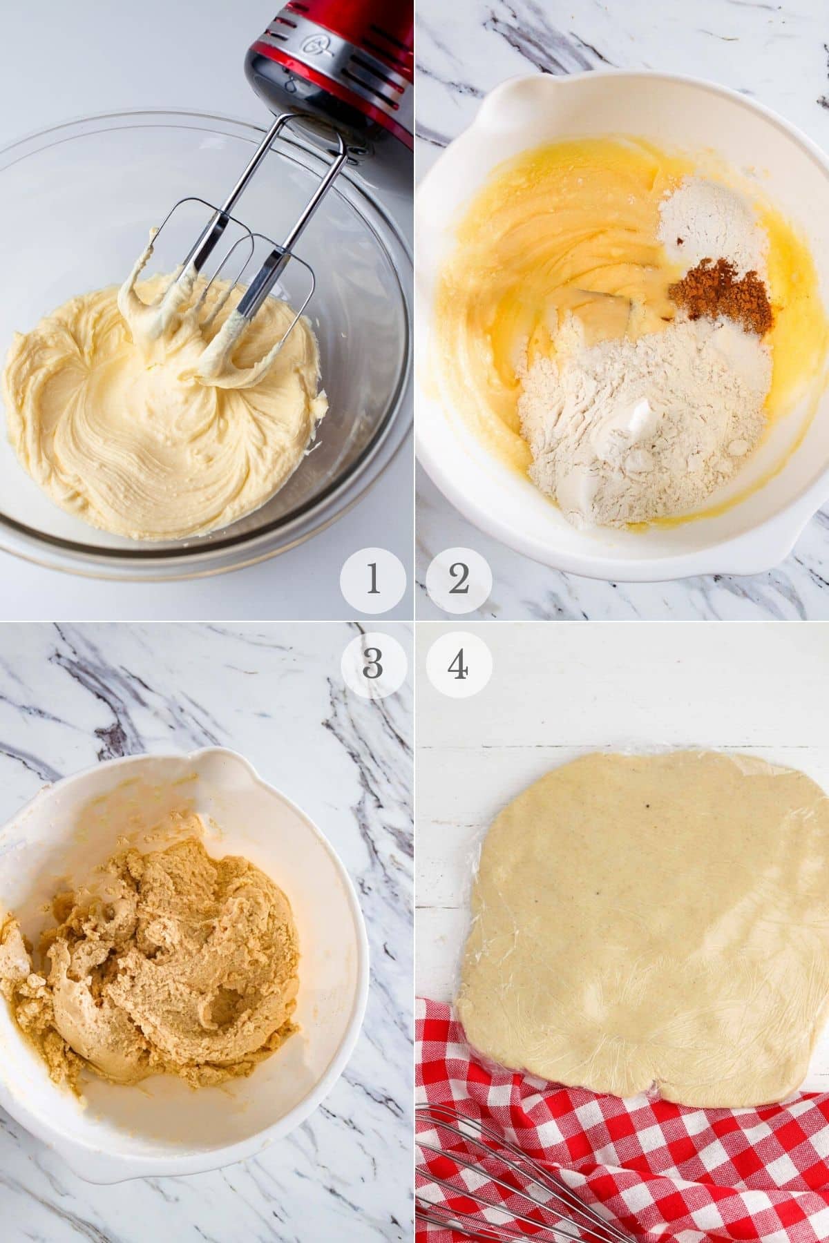 eggnog cut out sugar cookies recipe steps 1-4