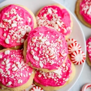 plate of frosted sugar cookies