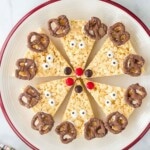reindeer christmas rice krispie treats with title overlay