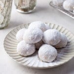 snowball cookies on a plate