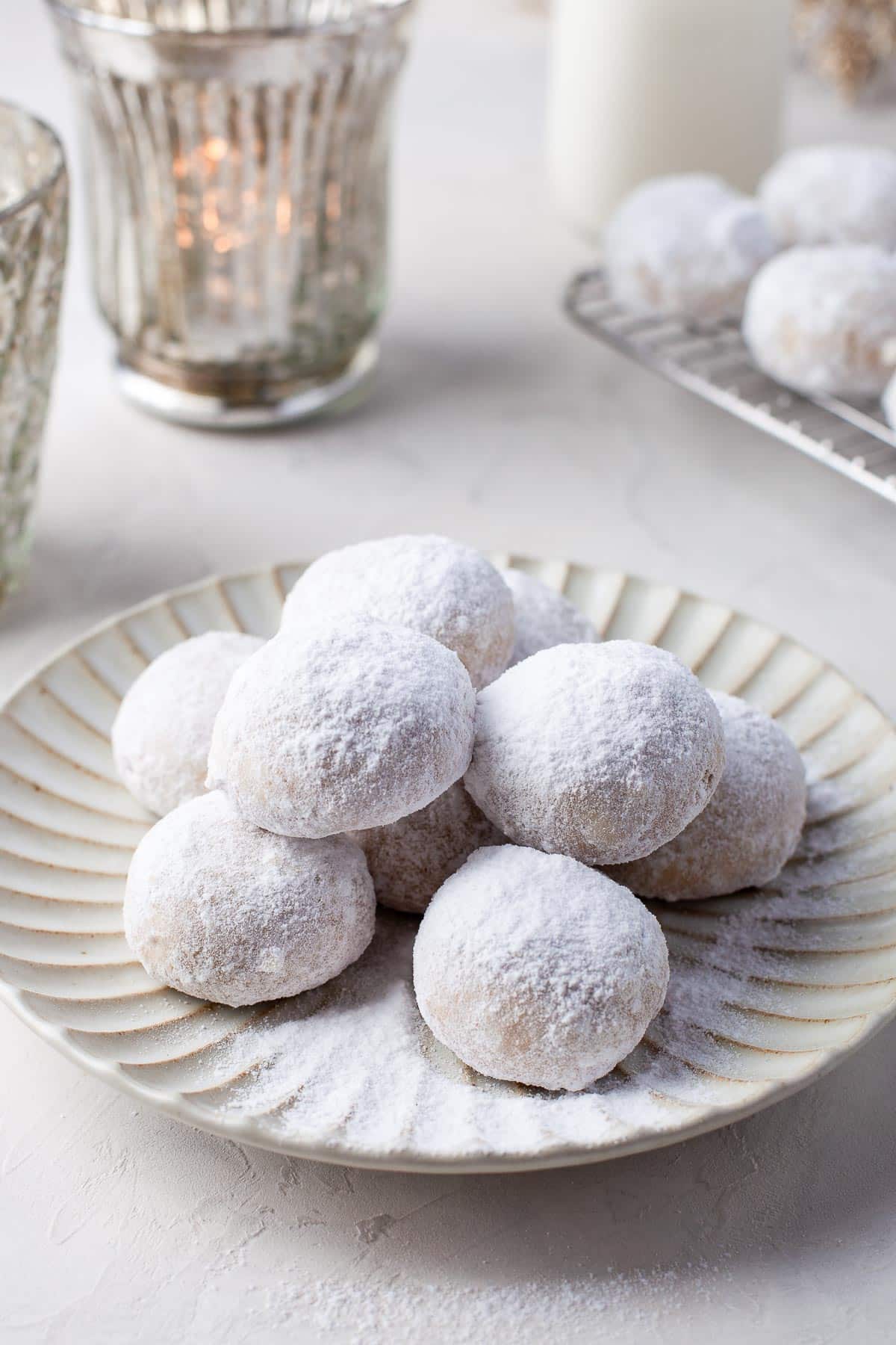 snowball cookies on plate