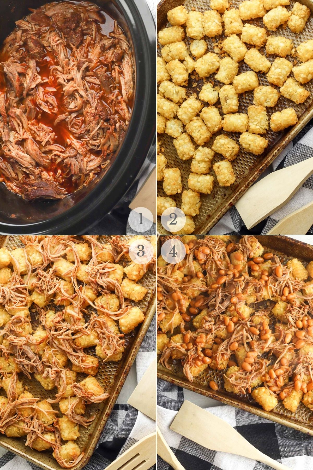 Pulled Pork totchos recipe steps 1-4