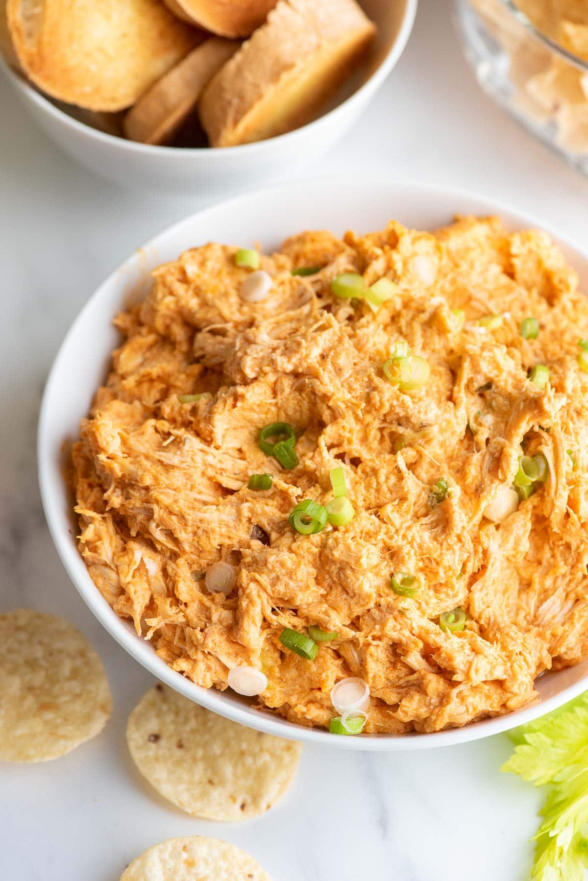 buffalo chicken dip in a bowl 