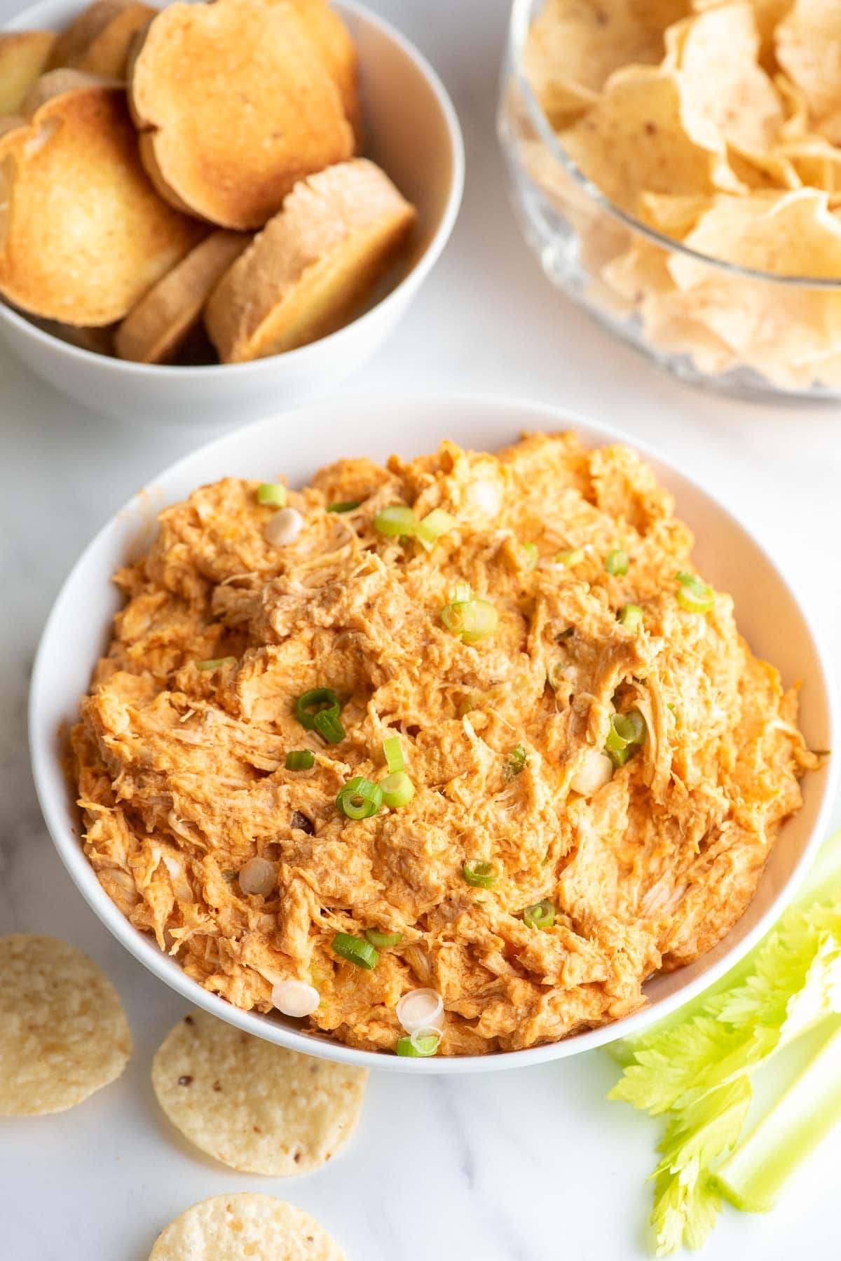 buffalo chicken dip with chips 