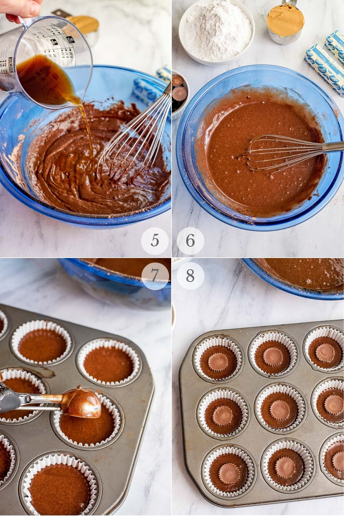 chocolate peanut butter cupcakes recipe steps 5-8
