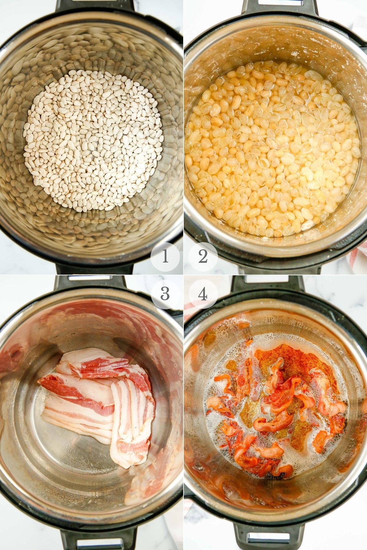 instant pot baked beans recipe steps 1-4