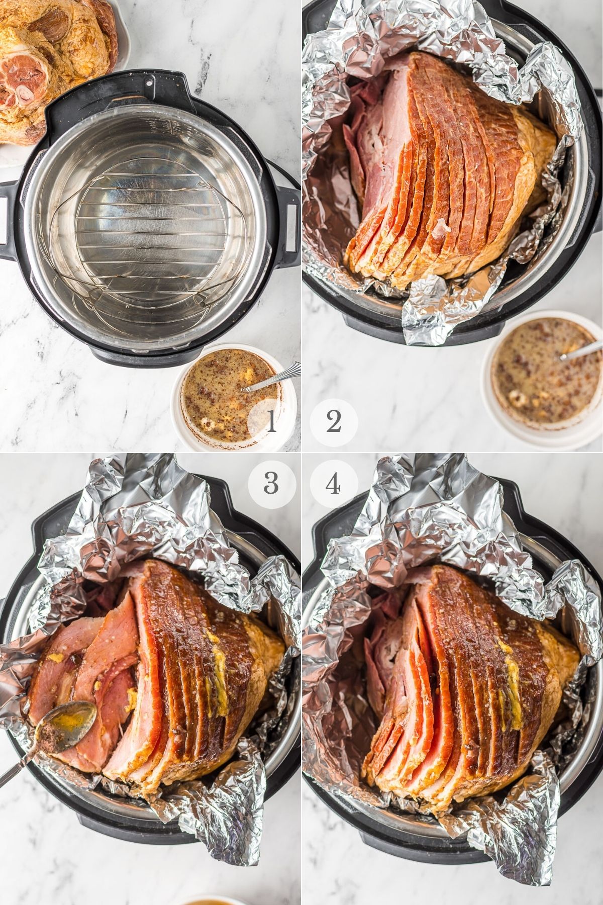 instant pot glazed ham recipe steps 1-4