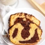 marble loaf cake with title overlay