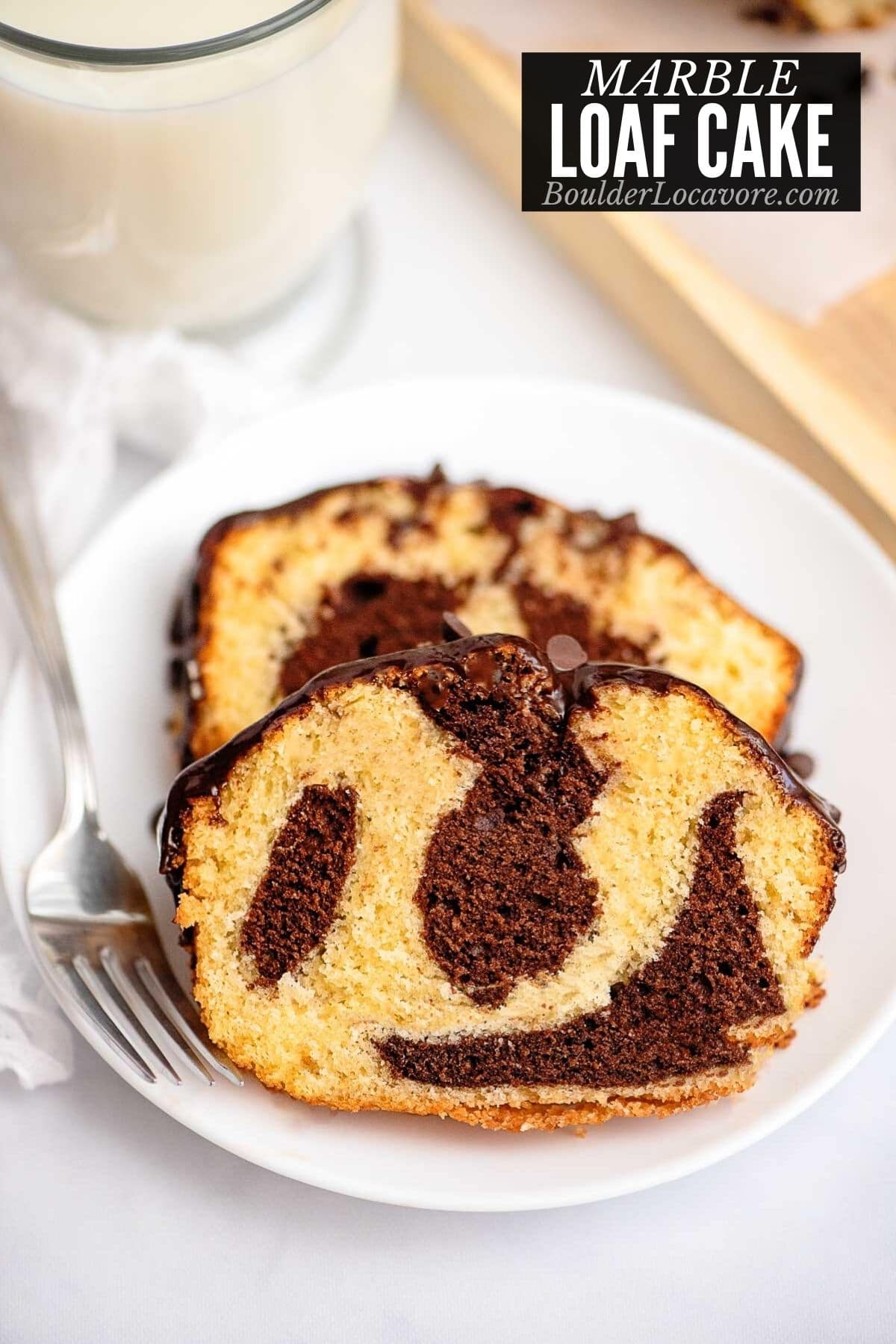 marble loaf cake with title overlay