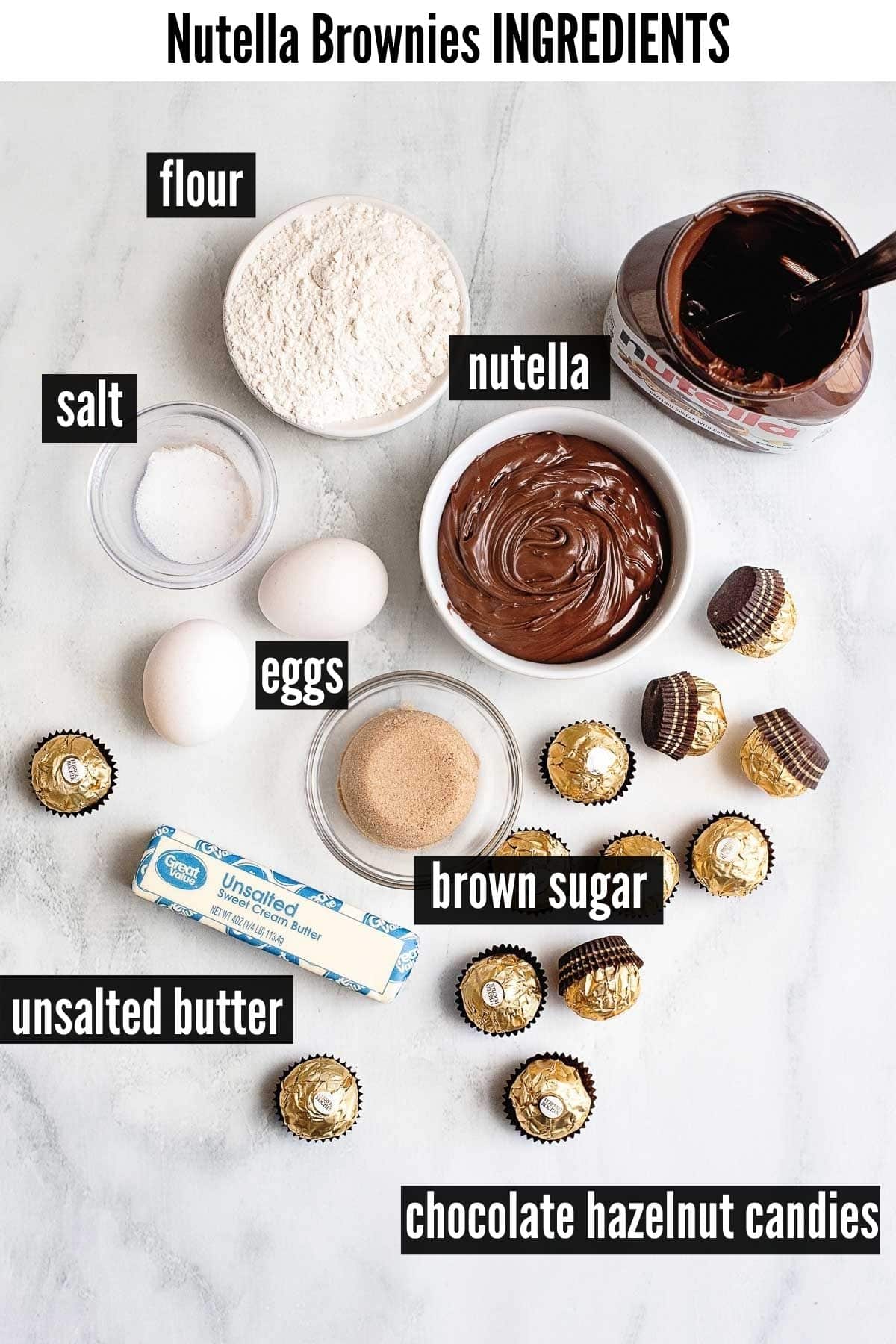 nutella brownies labelled ingredients