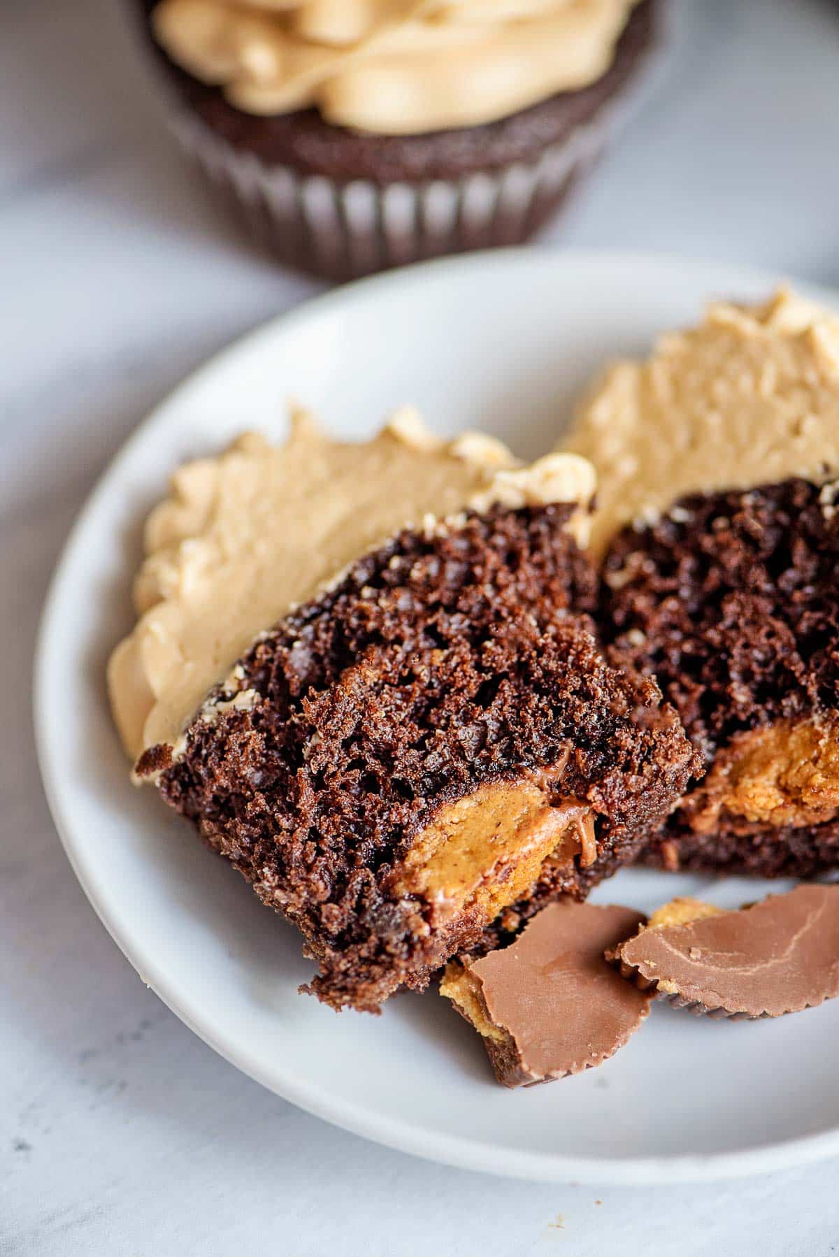 peanut butter cup stuffed cupcakes inside