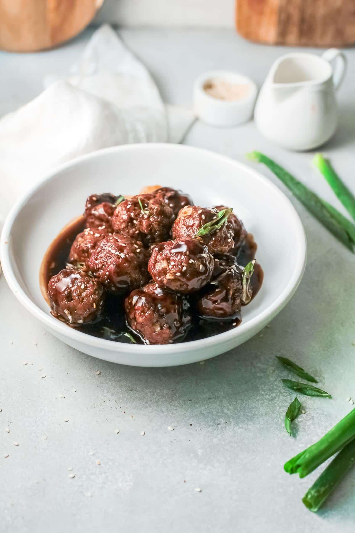 bowl of asian meatballs