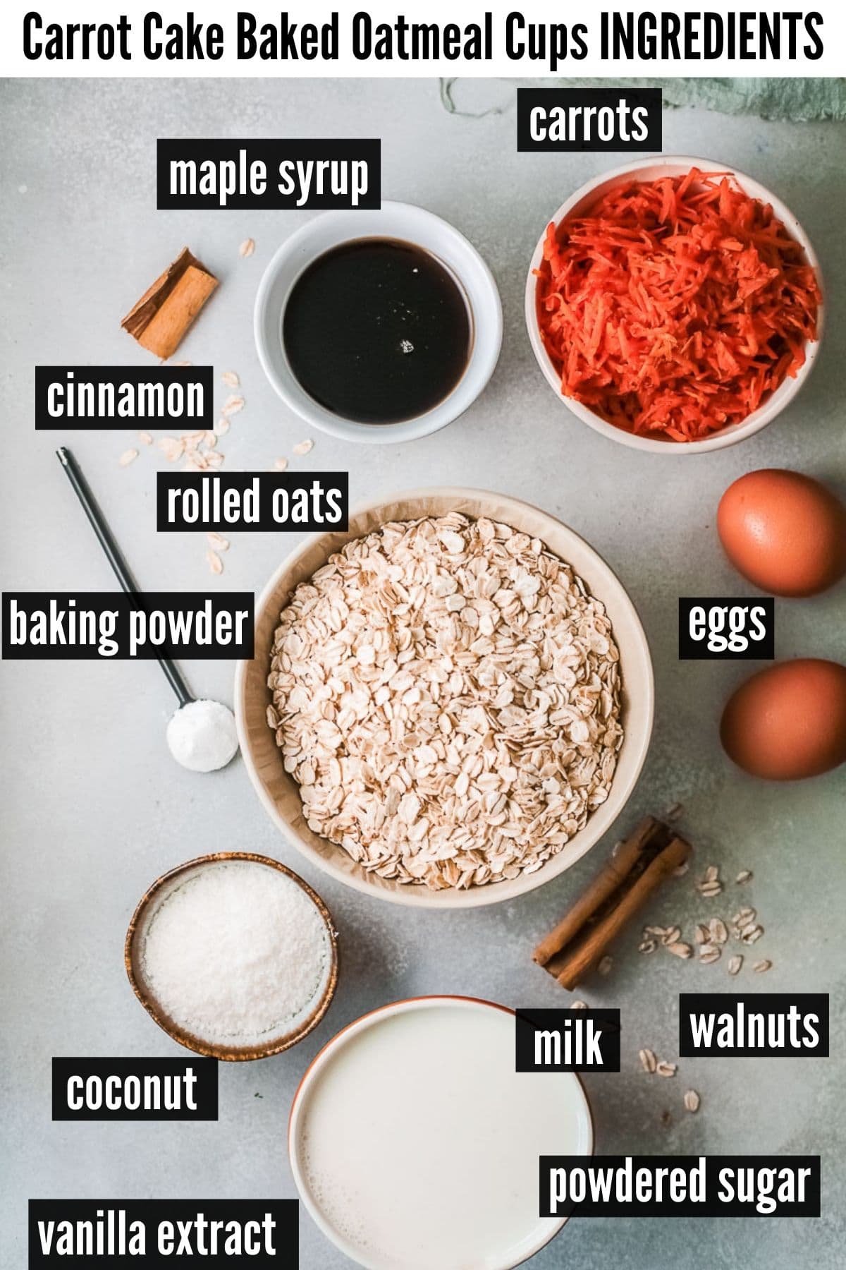 carrot cake oatmeal cups ingredients