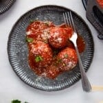 homemade meatballs on plate with chipotle sauce
