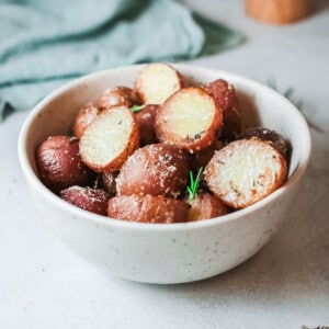 parmesan roasted potatoes in a bowl