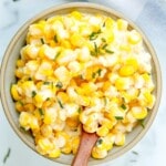 slow cooker creamed corn in bowl