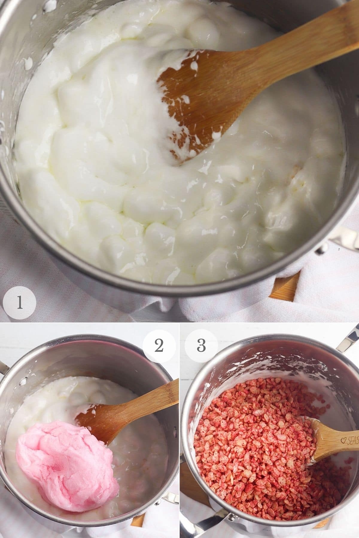 strawberry rice krispie treats recipe steps 1-3