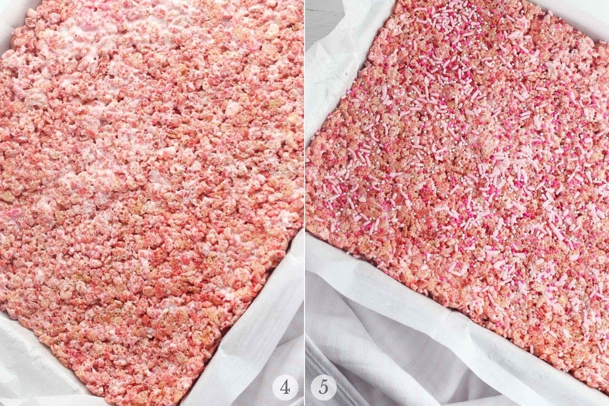 strawberry rice krispies treats recipe steps 4-5