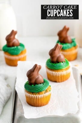 carrot cake cupcakes with bunnies on top