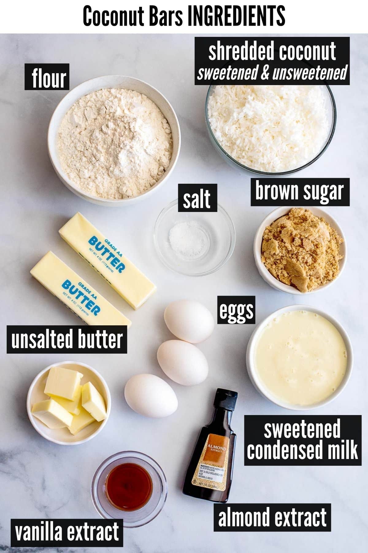 coconut bars labelled ingredients