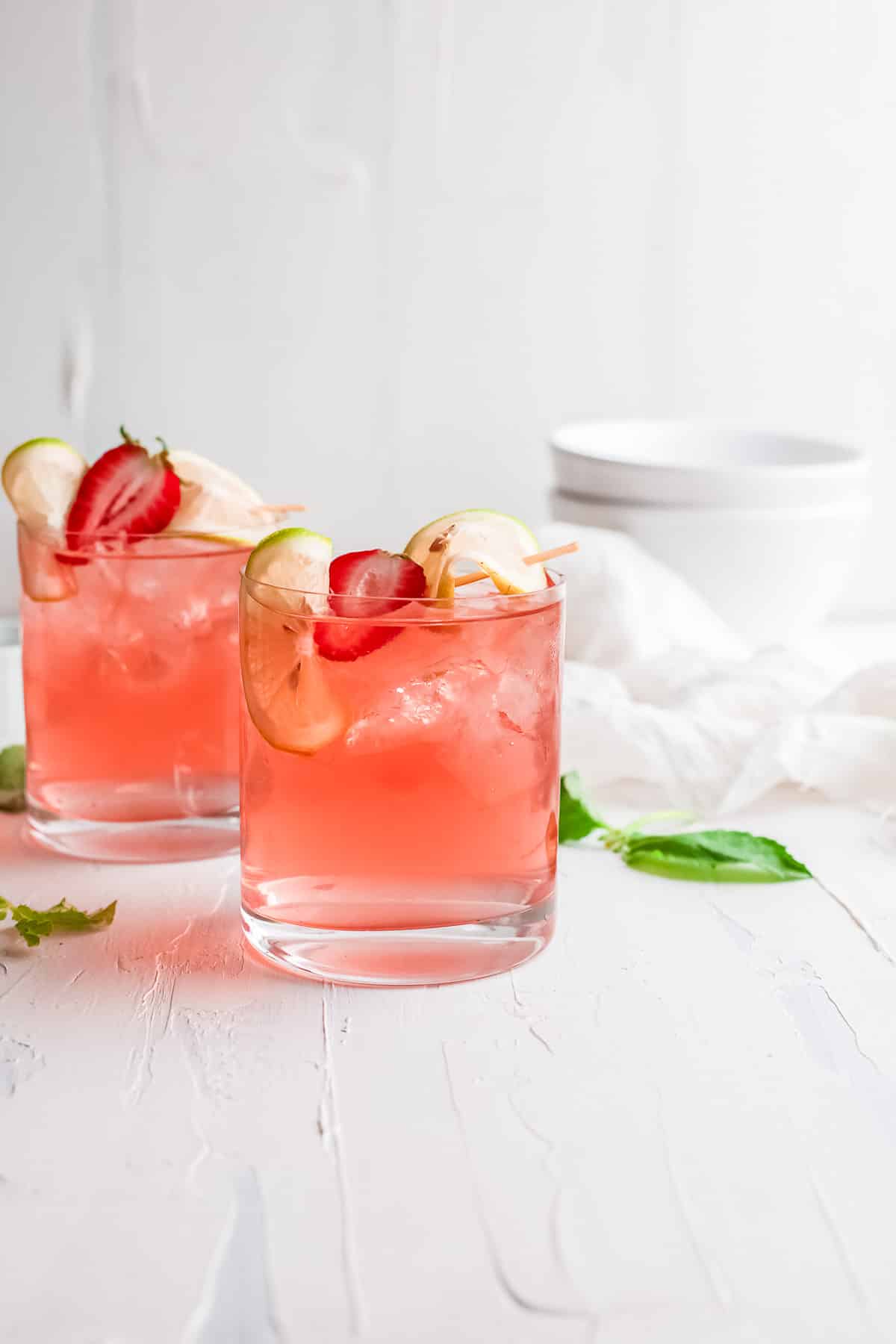 gin rickey with strawberry side