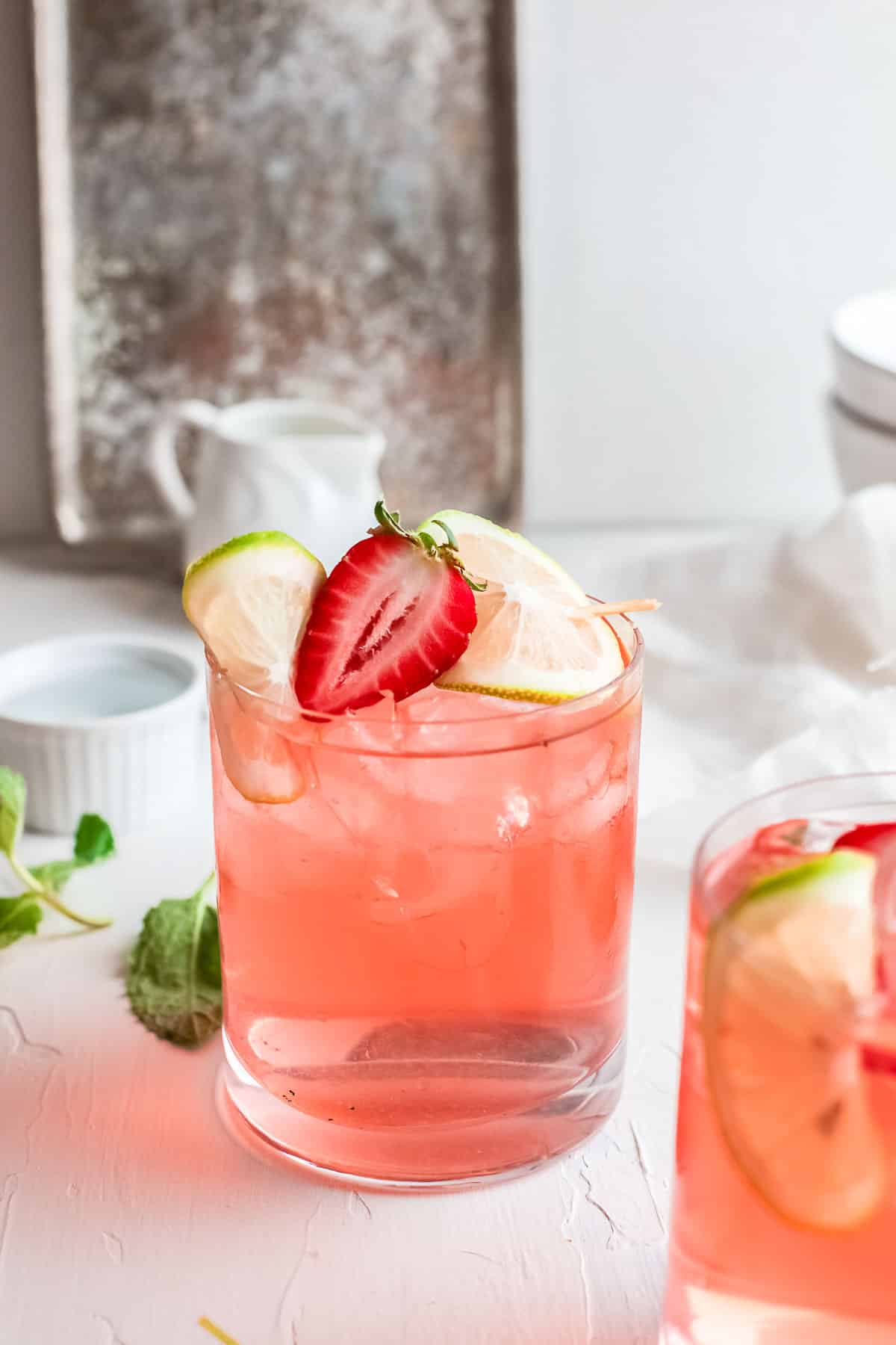 gin rickey with strawberry side