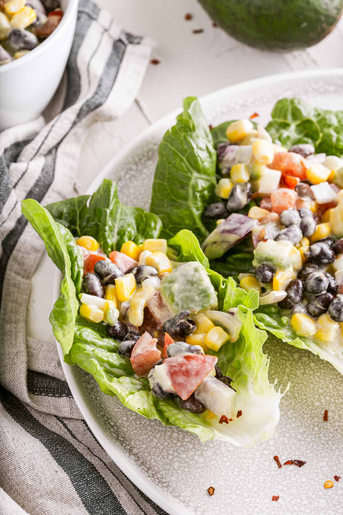 Mexican lettuce wraps close up