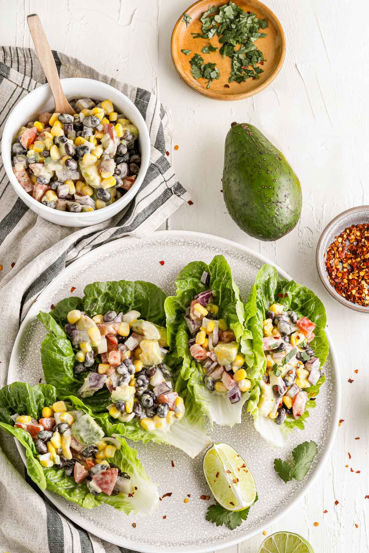 Mexican lettuce wraps overhead 