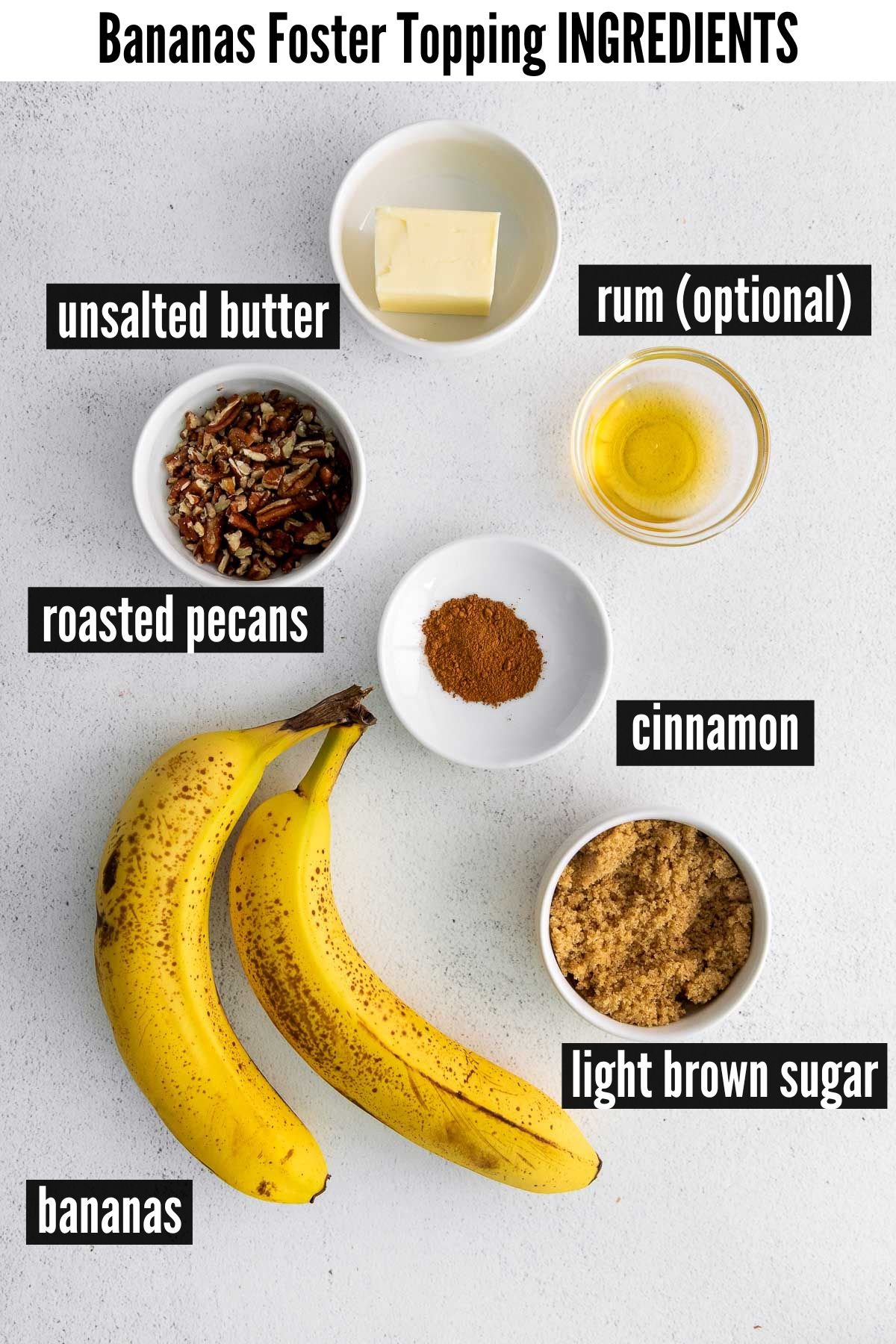 bananas foster topping labelled ingredients.