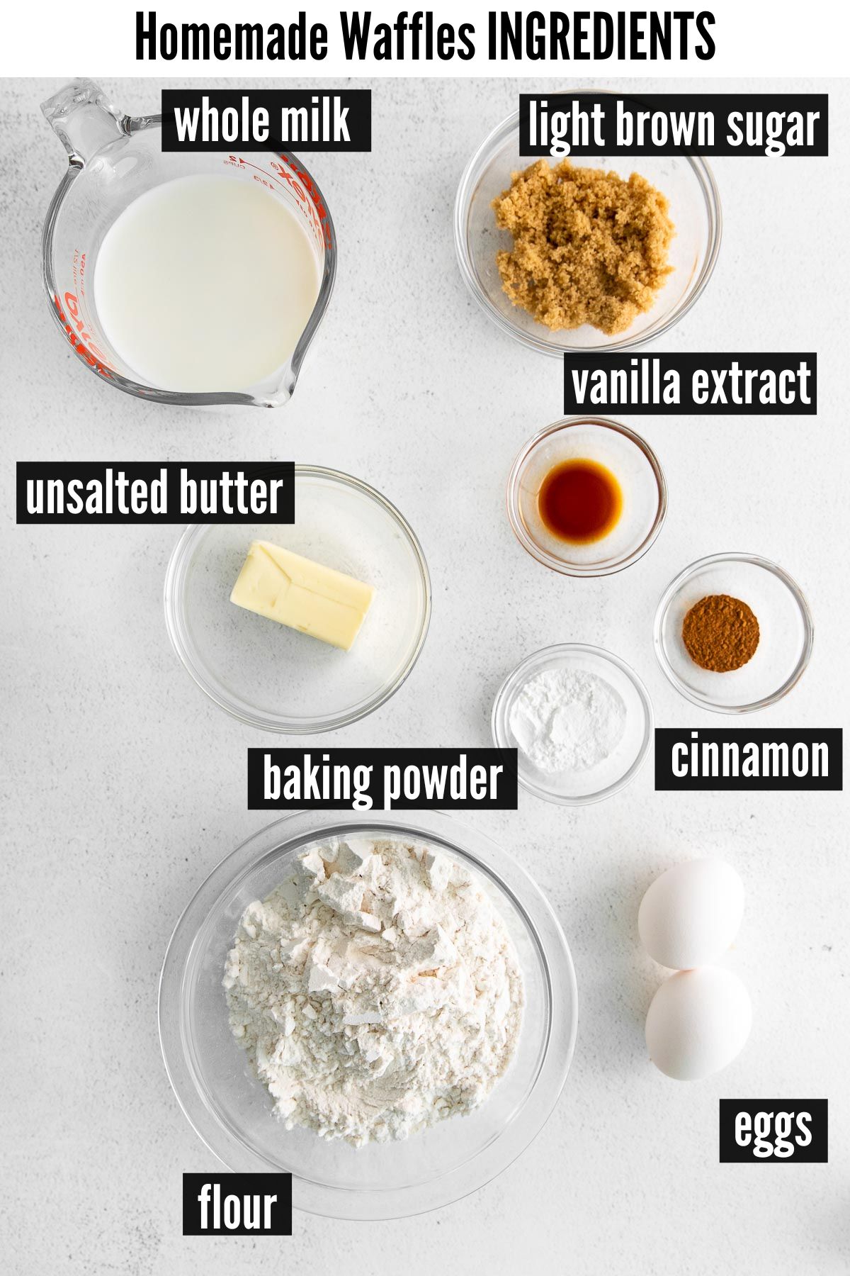 homamde waffles labelled ingredients.