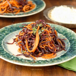 spiralized spicy sweet potato noodles.