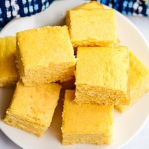 stacked cornbread on a plate