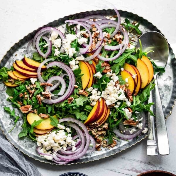 Arugula Peach Salad with Honey Basil Vinaigrette - Boulder Locavore