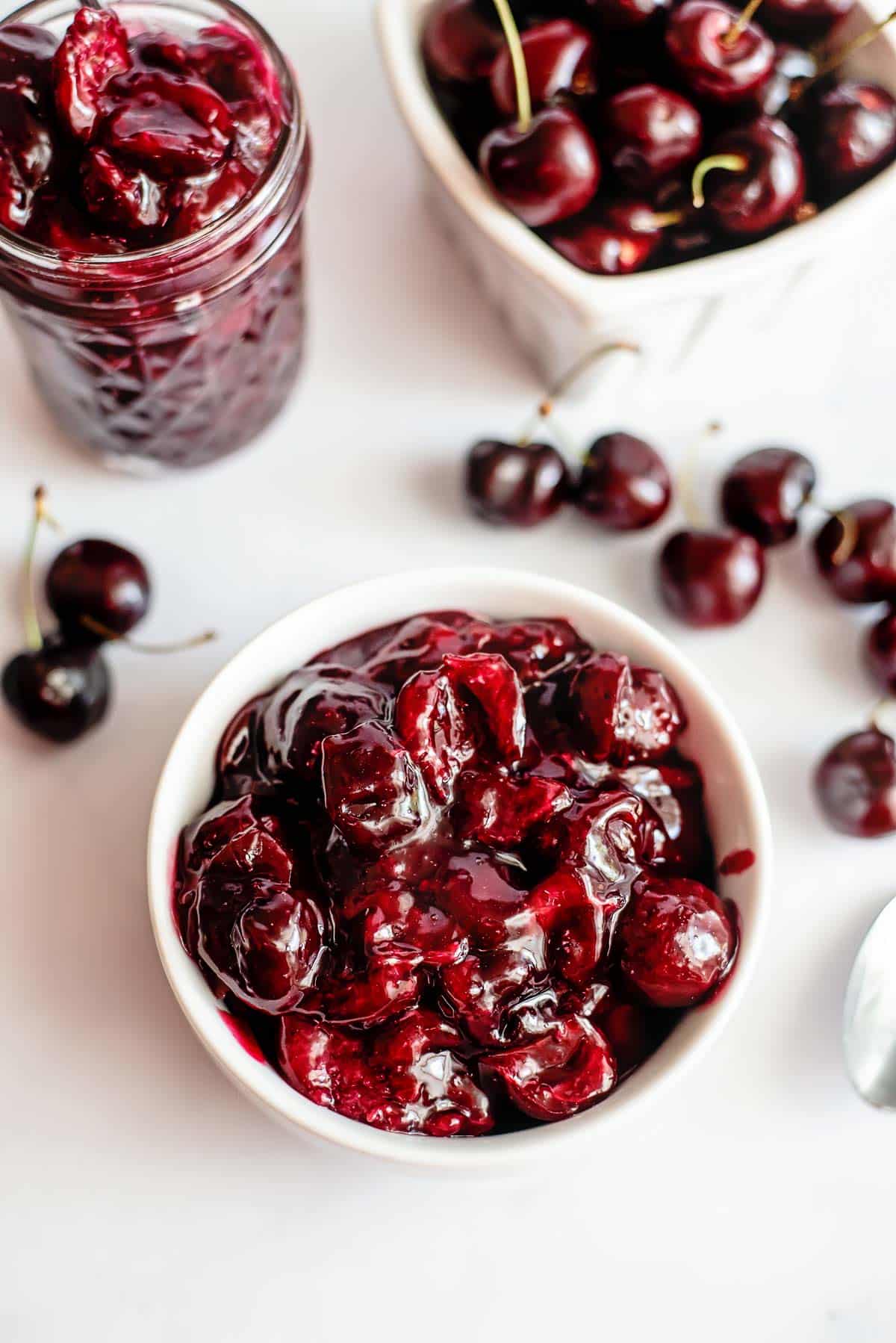 cherry pie filling in bowl 