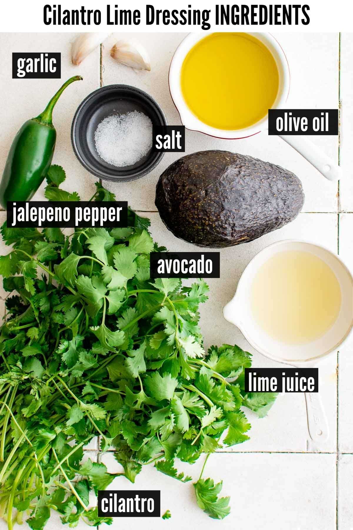 cilantro lime dressing ingredients labeled
