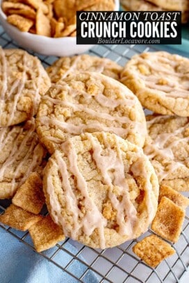 cinnamon toast crunch cookies on wire cooling rack
