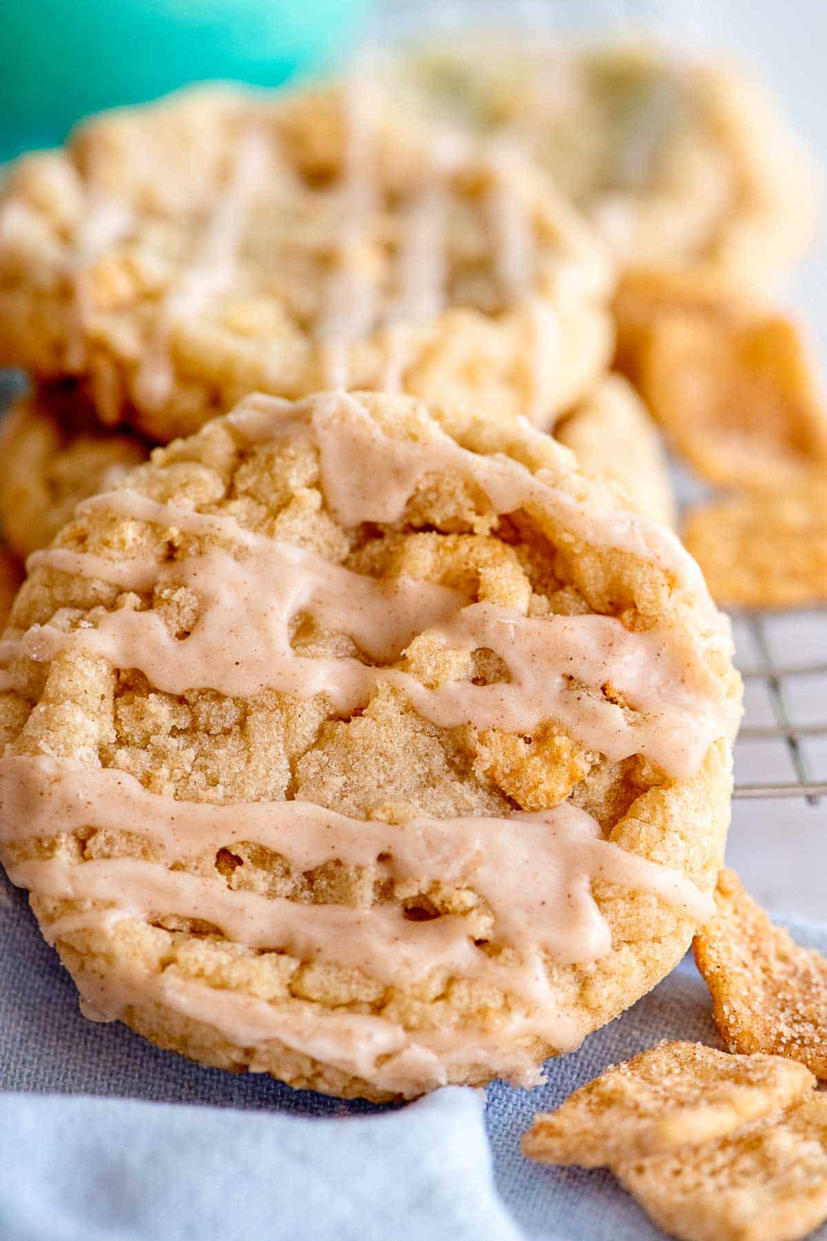 cinnamon toast crunch cookies close up .