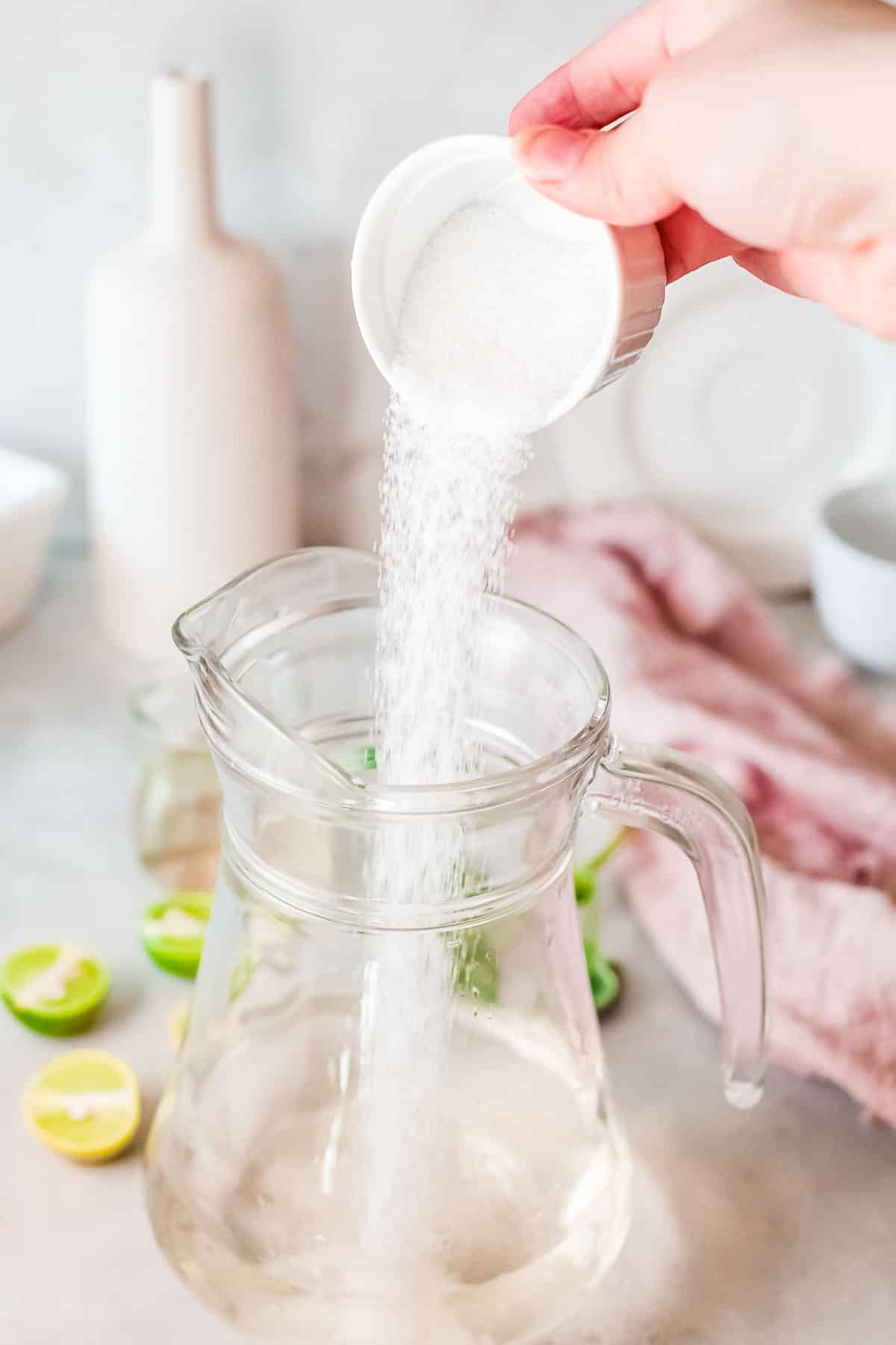 limeade recipe: adding sugar to water