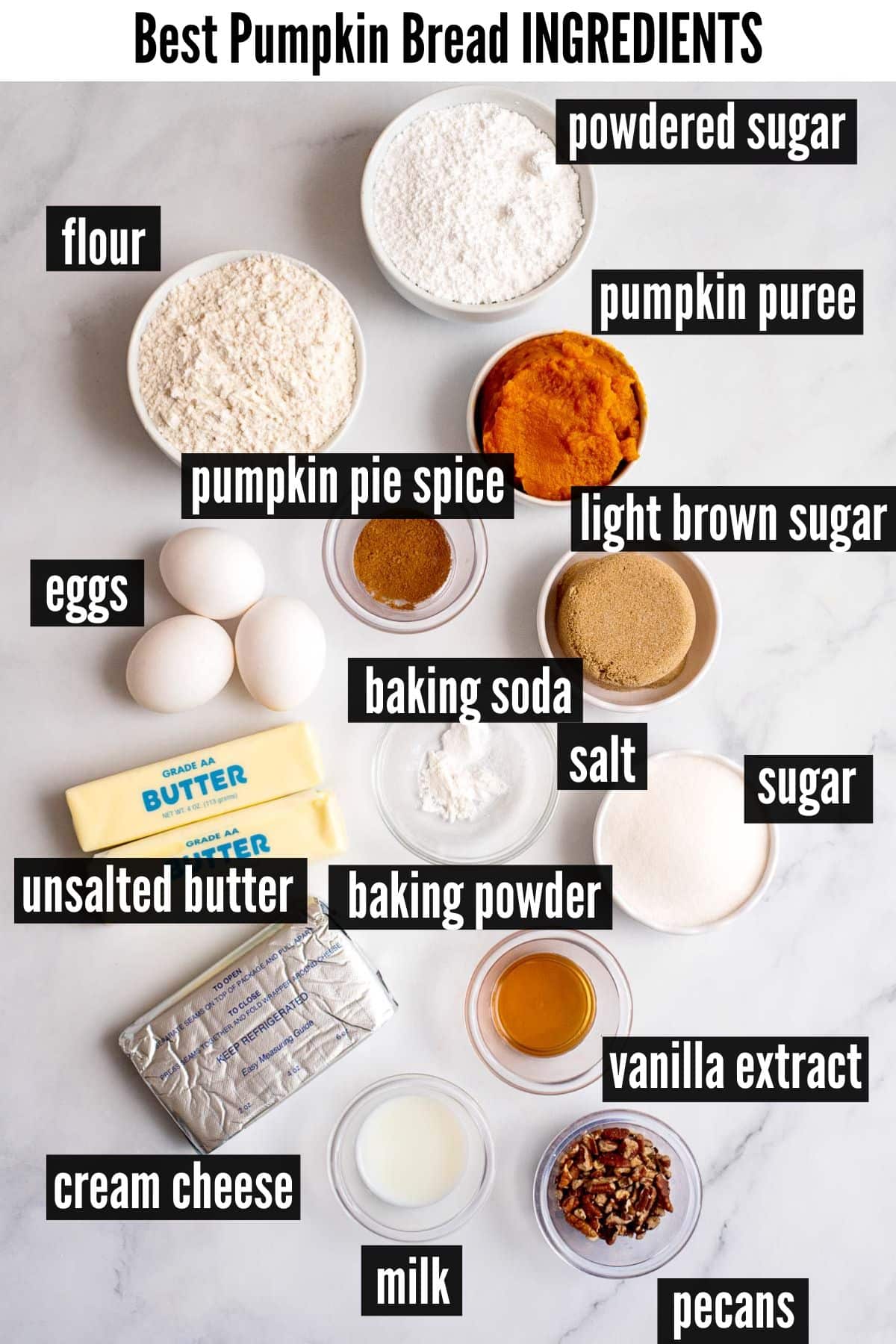 best pumpkin bread labelled ingredients.