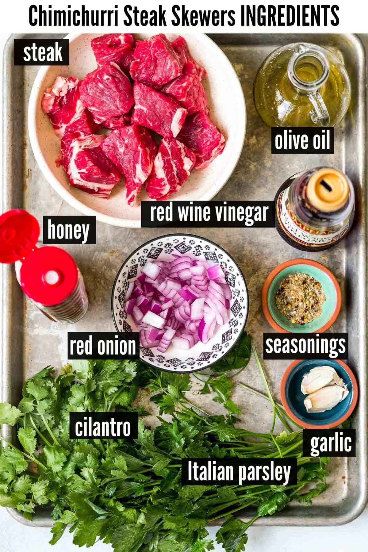 chimichurri steak labelled ingredients.