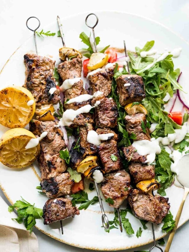 Grilled Greek Steak Kebabs