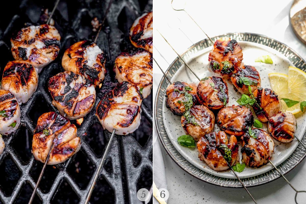 grilled scallops recipe steps 5-6.