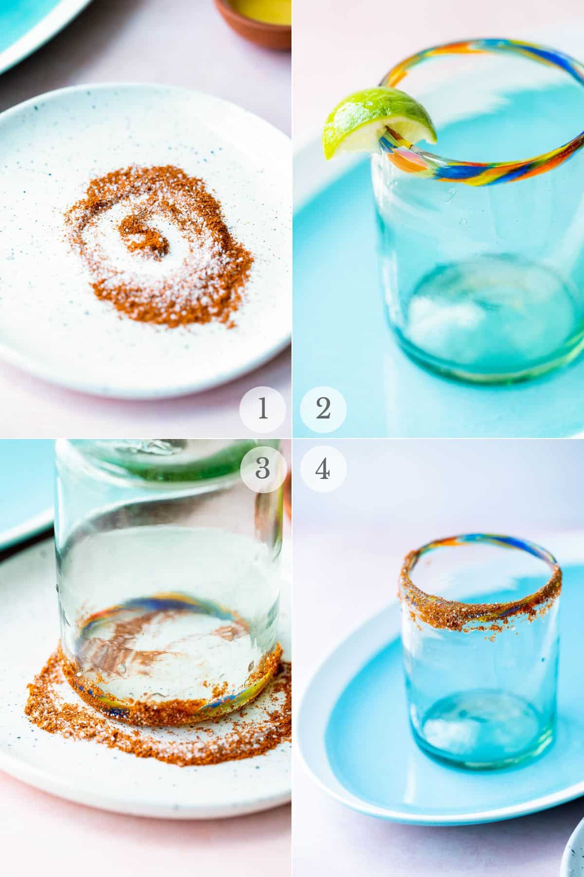 how to rim a cocktail glass recipe steps 1-4.