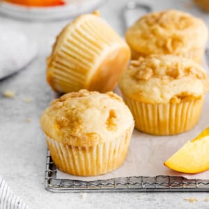peach muffins close up.