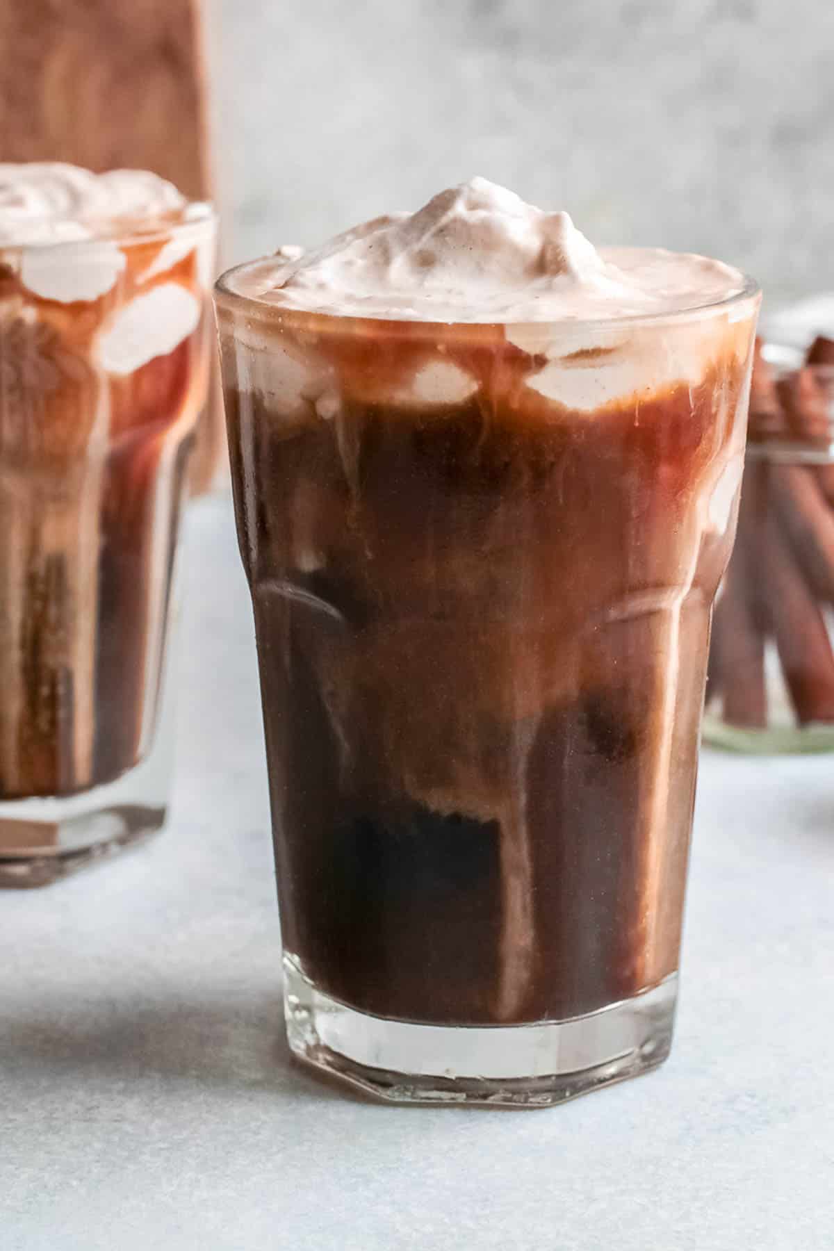 pumpkin cream cold brew close up