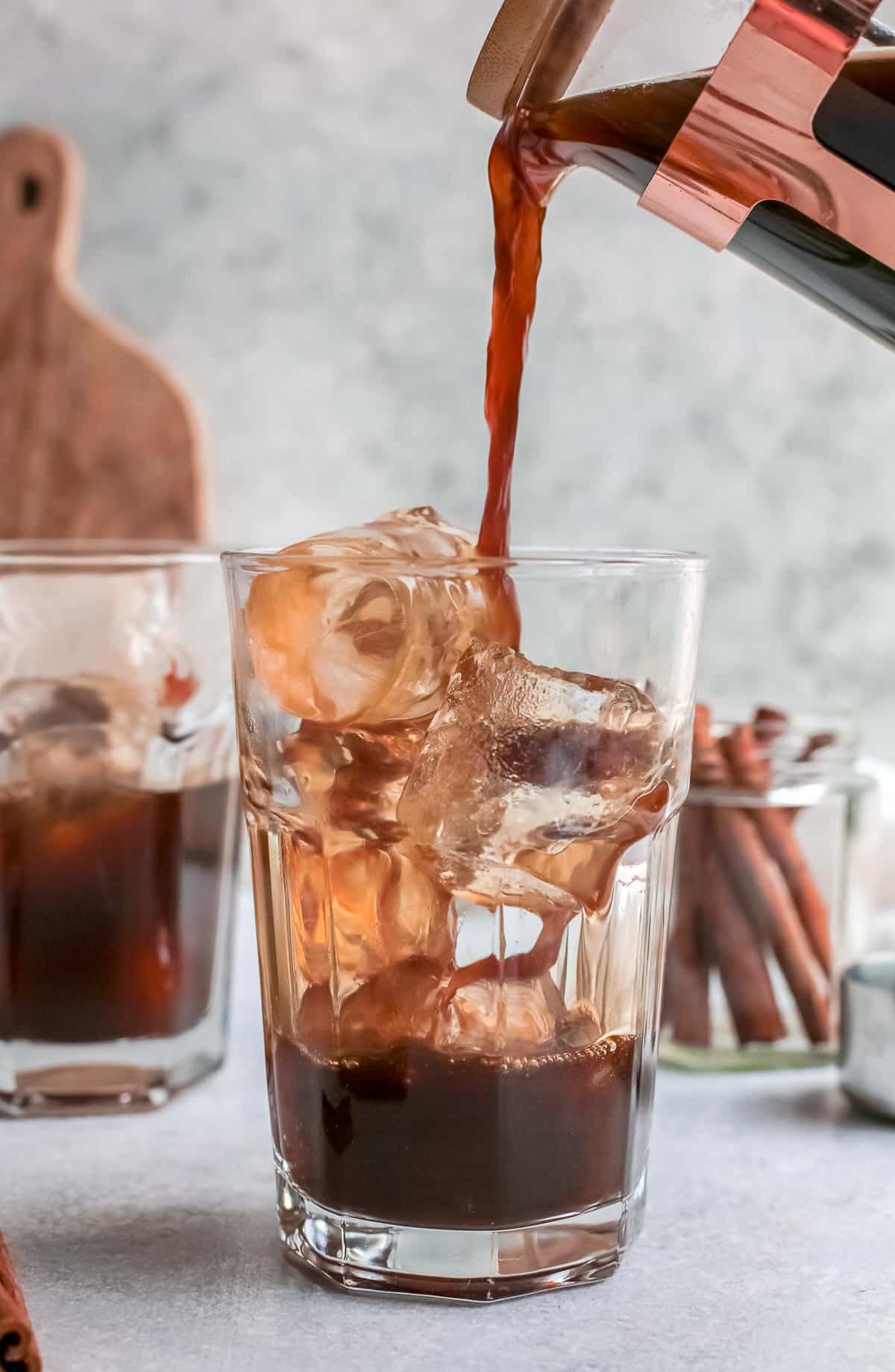 pumpkin cream cold brew pouring in glass