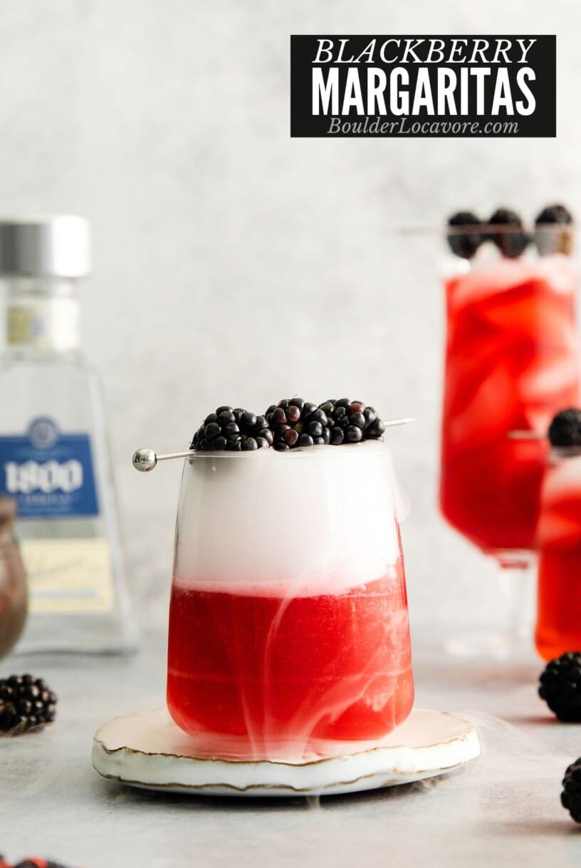 blackberry margaritas with text.